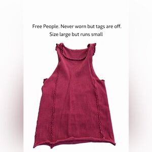 Free People Dark Red Textured Sleeveless Top